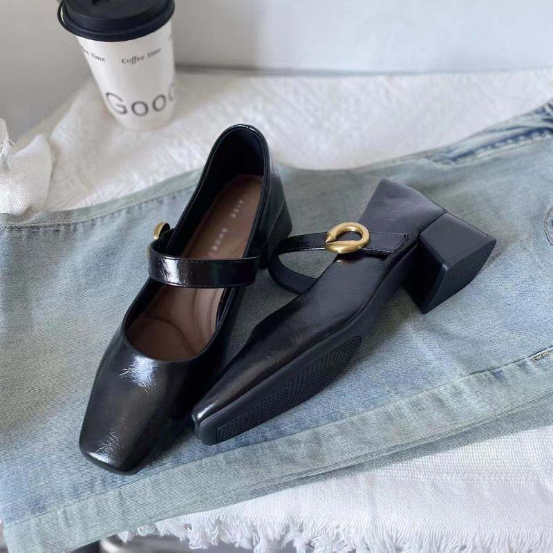 Nowy Styl Modne Projektanckie Vintage Damskie Buty Mary Jane Damskie Buty z Kwadratowym Noskiem Wiosna Jesień Eleganckie Sandały na Niskim Obcasie