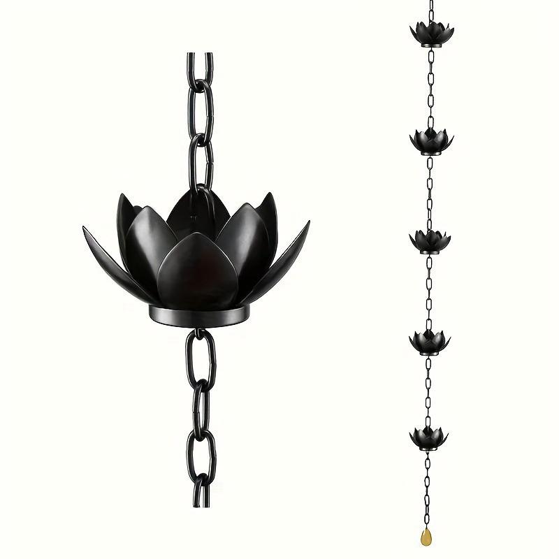 Outdoor Chain Flower Rain Chain Outdoor Garden Chain Decoration Drain Black Gold Lotus Rain Chain