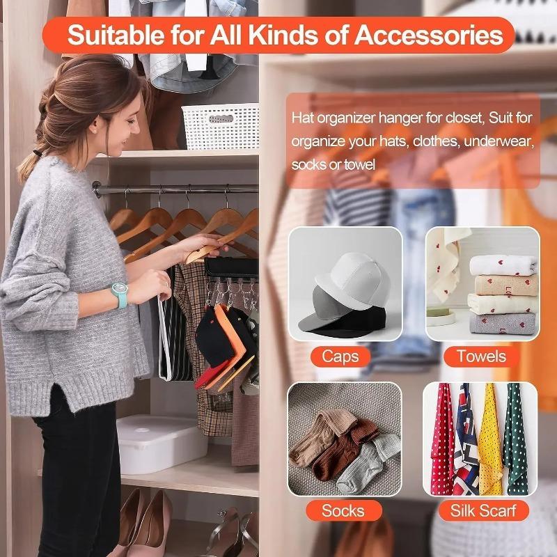 Folding Hat Rack Fabric Hat Towel Rack Stainless Steel Clip Multifunctional Hanger Wardrobe Clothes Finishing