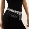 Fringed Coins Chain Belt for Women Hollowed Waist Chain Ethnic Decorative Dress Belt Party Waist Decors Body Jewelry