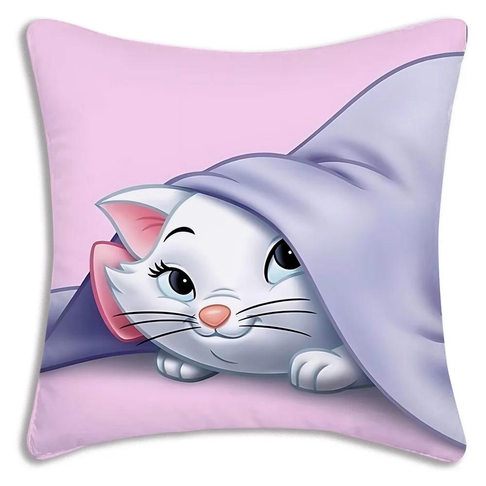 Cute Mary Cat Disneys Pillow Covers Cartoon Sofa Decorative Home Double-sided Printing Short Plush Cute Cushion Cover