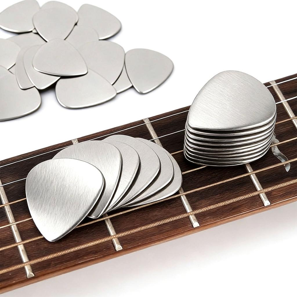 6Pcs 0.3mm Stainless Steel Guitar Picks - Durable Metal Plectrums for Acoustic/Electric Guitar, Ukulele & Bass, Precision ZSY