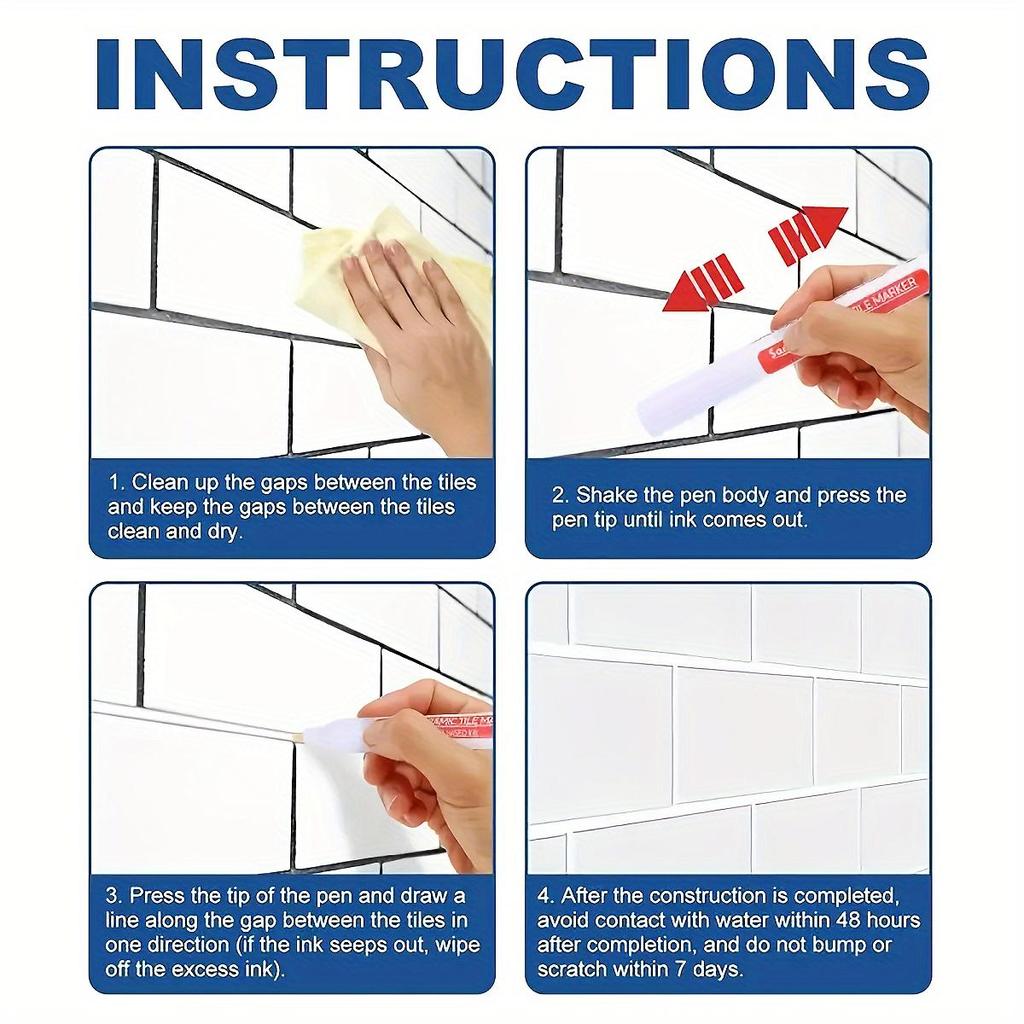 1pc Waterproof Tile Marker Grout Pen Wall Seam Pen For Tiles Floor Bathroom Decontamination Seam Repair Tools  For Hotel