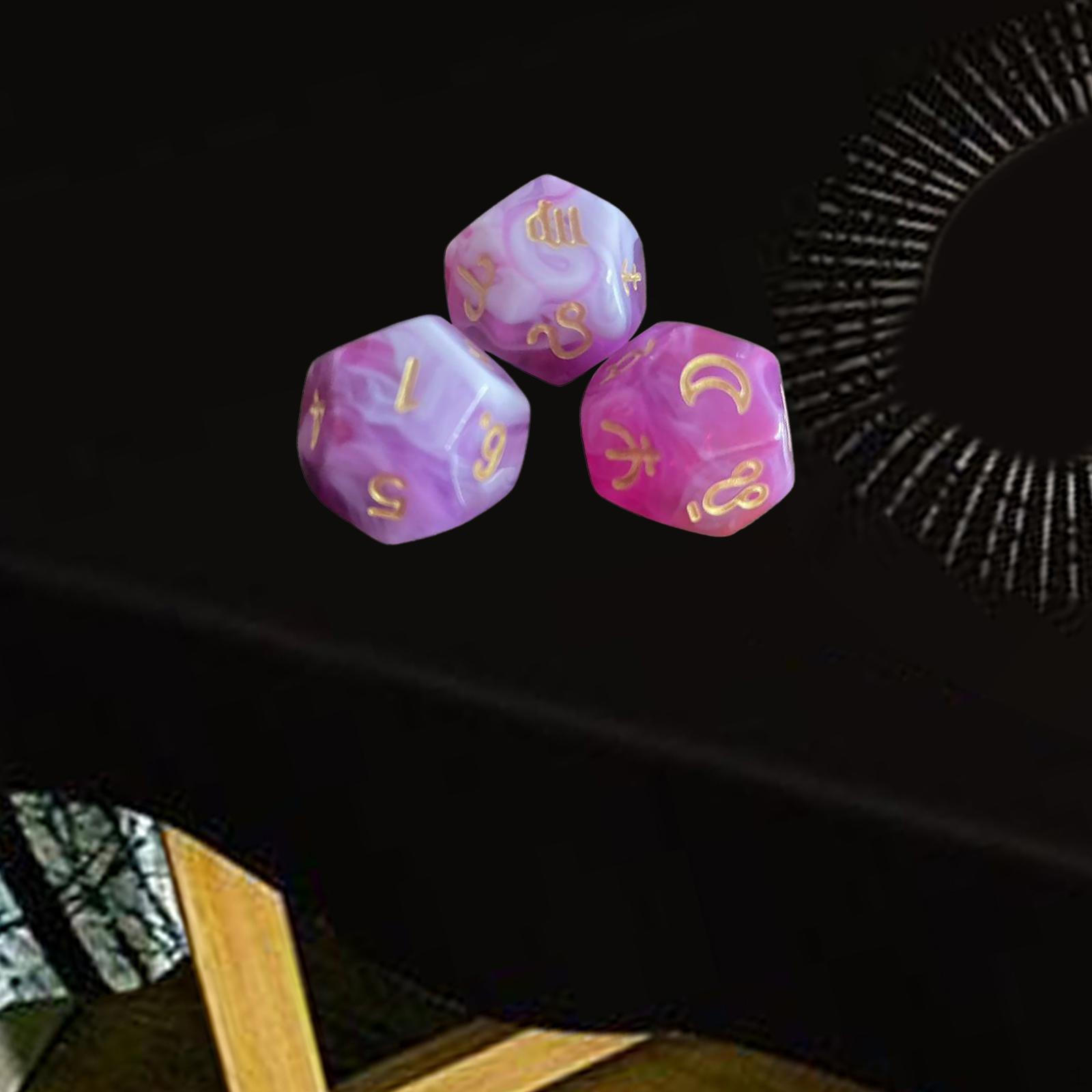 

3 Character Dice, Polyhedral Easy to Read, Fun Toy, Multi-Sided Rose Red