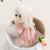 Spring Summer Dog Tulip Pleated Dress Teddy Dress Princess Style Lady Cat Two Feet Pet Dress