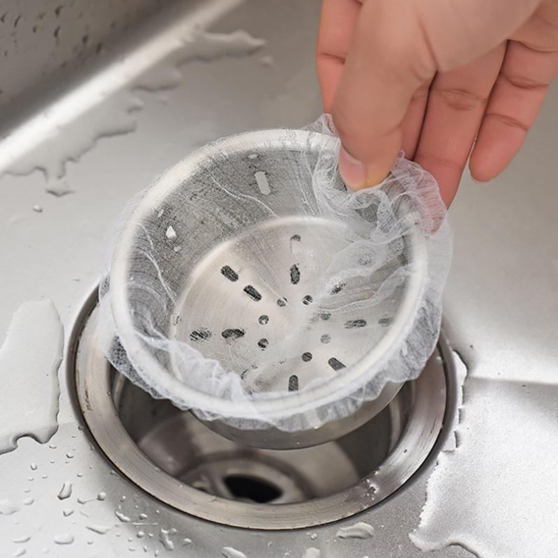 100-500 ks/lot Jednorázový filtr do dřezového odpadu Kuchyňské čištění dřezu Sítko Bez špinavých rukou Domácí Sítko na zbytky jídla