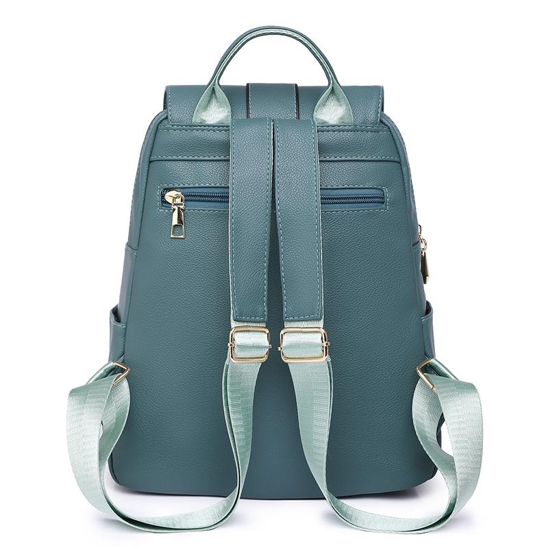 Women's Soft Leather Large Capacity Solid Color Bag Backpack Shoulder Bag