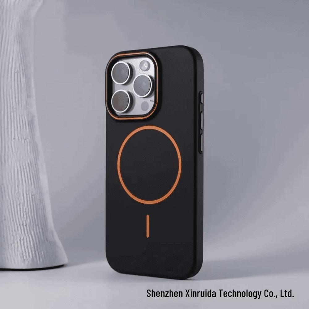 Magnetic Frosted Skin-Feel Protective Case for iPhone 16 Pro Max, iPhone 15, and iPhone 14 - Anti-Drop, Color-Blocking Design.