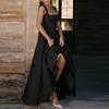 Vestido de outono europeu e americano para mulher, temperamento elegante, corte justo, cor sólida, linha A, comprimento [especificar comprimento, por exemplo, até ao joelho, longo]
