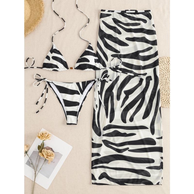 New women's three-piece swimsuit lily print bikini premium sexy dress