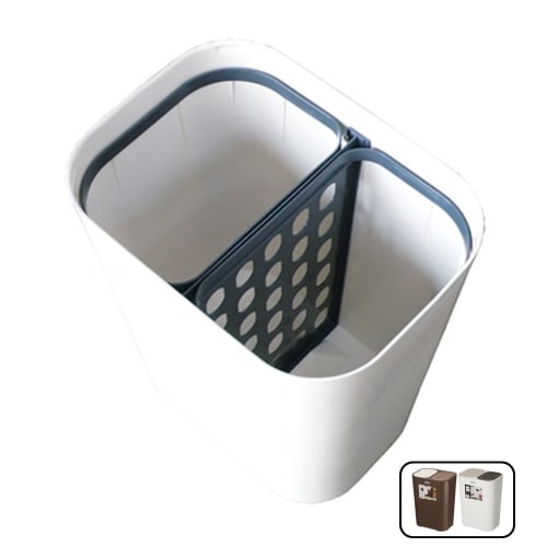 Asvel Trash Can with Lid, Bedroom/Living Room, 15L, Separate Waste Bin, Leclerc Collection W