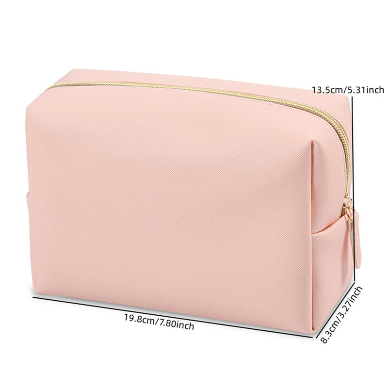 Portable Travel Zipper Cosmetic Pouch Water Resistant PU Leather Makeup Toiletry Organizer Bags for Women