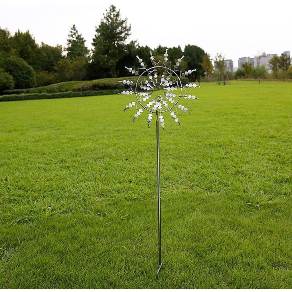Moară de Vânt Kinetică Metalică Unică, Magică, 3D, Alimentată de Vânt, Spinner Solar - Spinners Solare de Vânt pentru Gazon, Curte și Grădină - Decorațiune Metalică pentru Terasă în Aer Liber