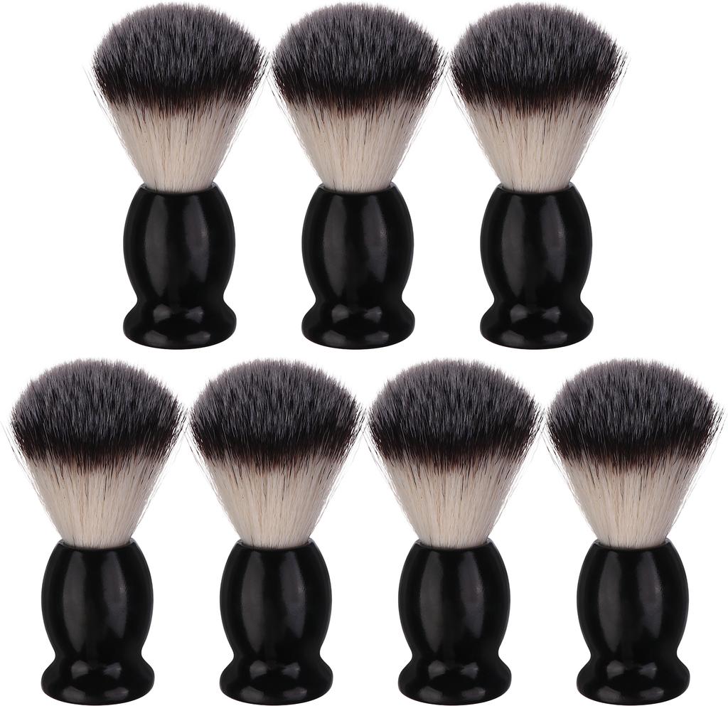 7Pcs Men Shaving Brush Wood Handle, Professional Salon Tools Hand Crafted Shaving Brush Wood Handle Black Wood Handle Shave Brus