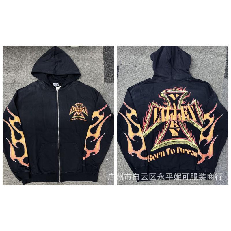 Premium Streetwear Hoodie With Rhinestone Embellishment Oversized Zip-Up Sweatshirt Men Cotton Blend Loose Fit