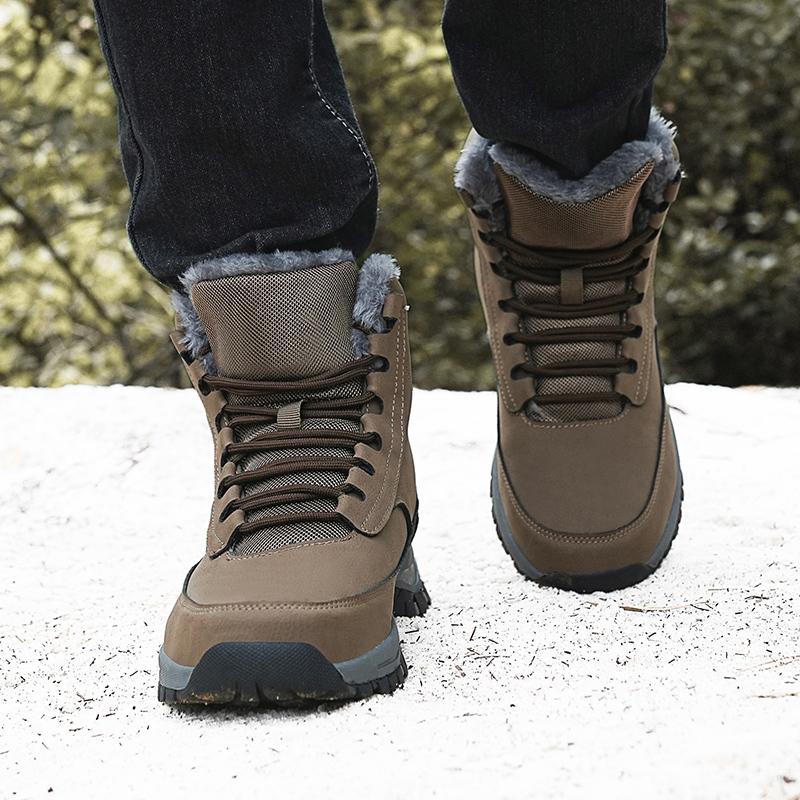 Winter Herren Damen Sneaker Stiefel Plüsch Trekkingschuh Schuhe Rutschfeste Stiefeletten Wasserdichtes Kunstleder Warme Schneestiefel Herren