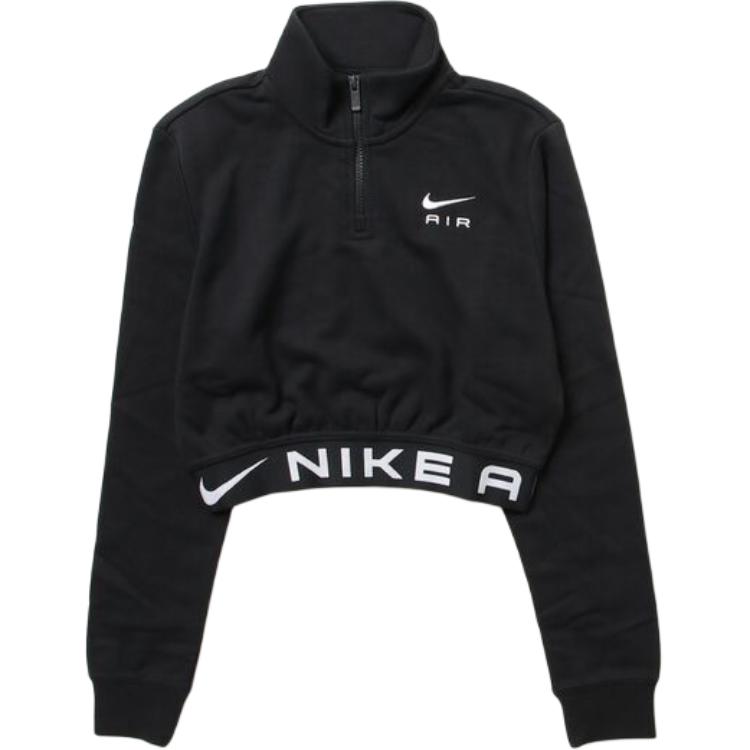 

Nike Укороченная толстовка с принтом букв, воротником-стойкой и полумолнией, женские топы, черный цвет FB8068-010 L