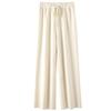 Women's Soft Fluffy Wool Wide-Leg Pants, Thickened Knit Cashmere, Petite Drape Long Straight-Leg.