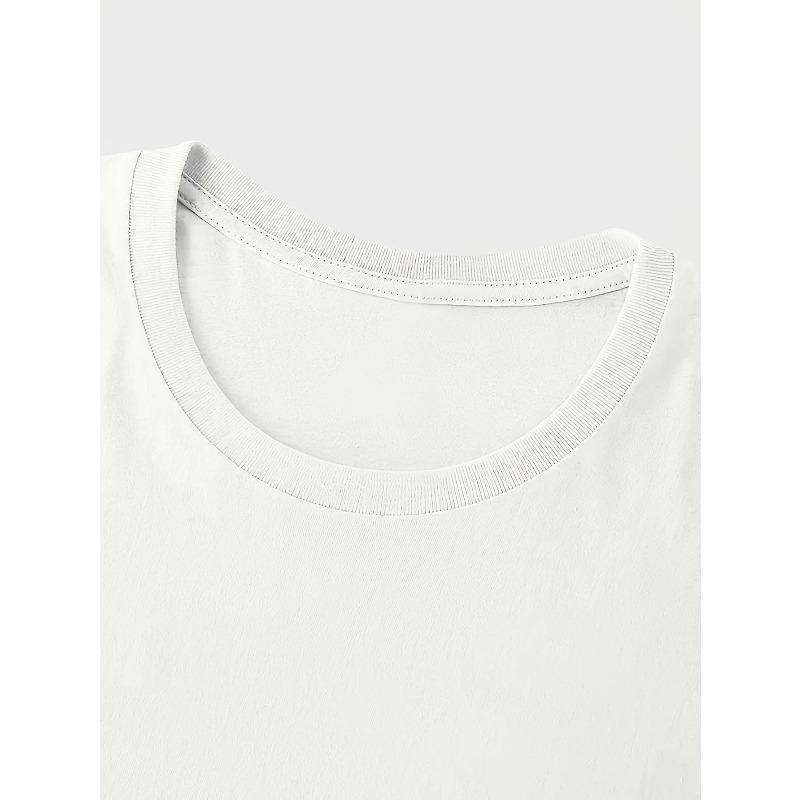European Size Summer Hand-Painted Floral Printed Round Neck Short Sleeve T-Shirt