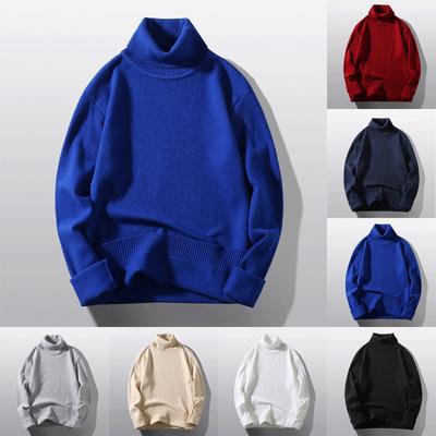 Men's Sweater High Neck Sweater Solid Color Slim Bottoming Sweater