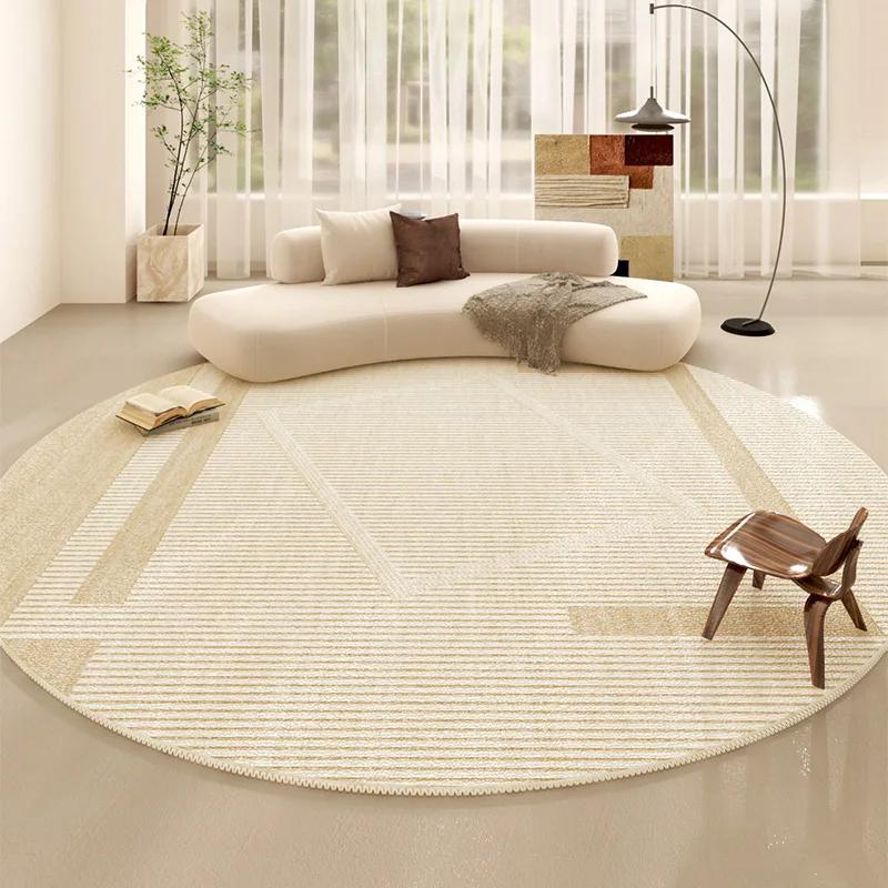 Minimalist Line Living Room Decoration Carpet Japanese-style Round Rugs for Bedroom Fluffy Soft Thicken Rug Home Study Plush Mat