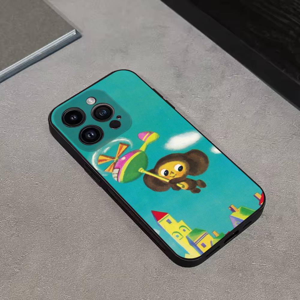 Cartoon C- Cheburashka-es Phone Case For iPhone 16,15,14,13,12,11 Plus,Pro Max,XS,X,XR,SE,Mini,8,7,Soft Silicone Black Cover