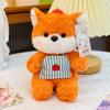 Cartoon Fox Plush Toy With Striped Outfit For Bag Decoration And Collection