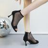 Summer new fish mouth rear zipper high heel sandals fashion large size net cool boots