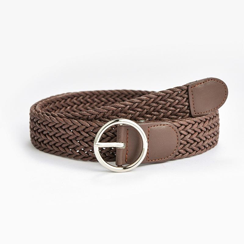 Candy Color Ladies Round Buckle Belt Retro Twist Wax Rope Braided Decorative Jeans Belt