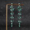 New Fashion Red Zircon Long Tassel Earrings for Women Elegant Rose Crystal Pendant Earrings Girl Party Wedding Statement Jewelry
