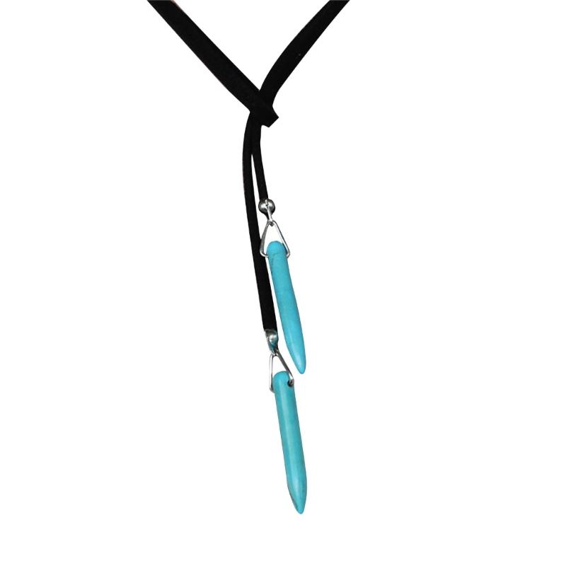 Bohemian Style Leather Sweater Chain Necklace for Women Turquoise Stone Pendant Long Necklace Boho Jewelry Gift