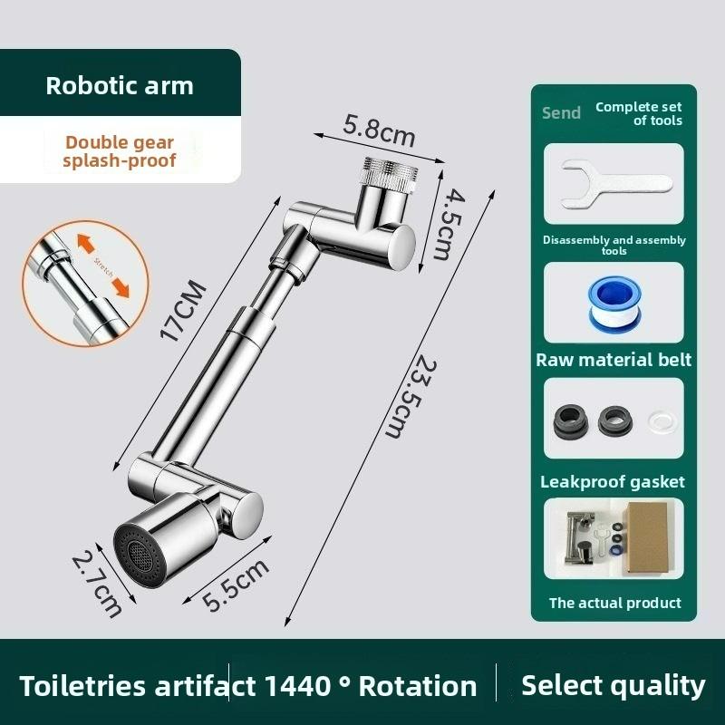 1080° Swivel Faucet Extender, Anti-Splash Robotic Arm Tap,  Universal Kitchen Bathroom Sink Faucet Extension Device