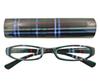 Bayline Reading Glasses 13425F Checkered Pattern with Matching Slim Hard and Stylish for Men and (Reading Glasses) (+2.50 Power, Green) Case.