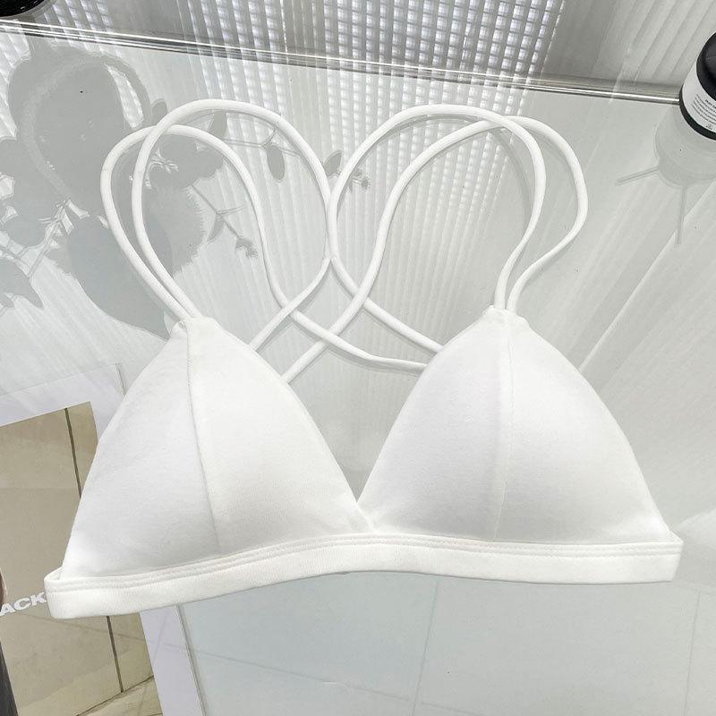 Summer Wire-Free Cotton Feel Triangle Bra - Breathable, Stylish Back Design for Women and Students