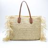 New Grass Woven Bag Women's Versatile Hand Woven Bag Large Capacity Tassel Single Shoulder Tote Bag Holiday Beach Bag
