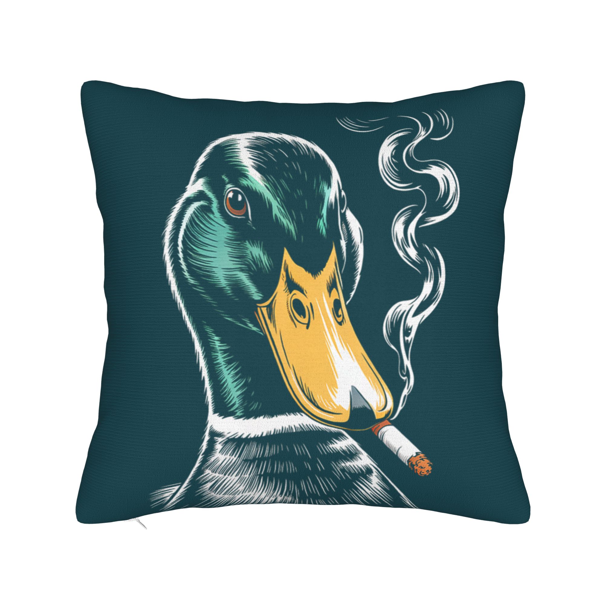 Mallard Smoking Cigarette Meme Funny Mallard Duck Huntin Pillow Cover Fashion Pillow Case For Couch Room Soft Cushion Cover 30x30cm 12x12in