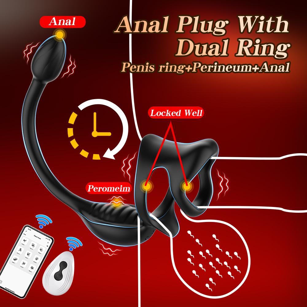 APP Control Vibrating Butt Plug Cock Ring for Men Prostate Massager Beginner Anal Vibrator Anal Plug for Gay Sex Toy for Men 18+