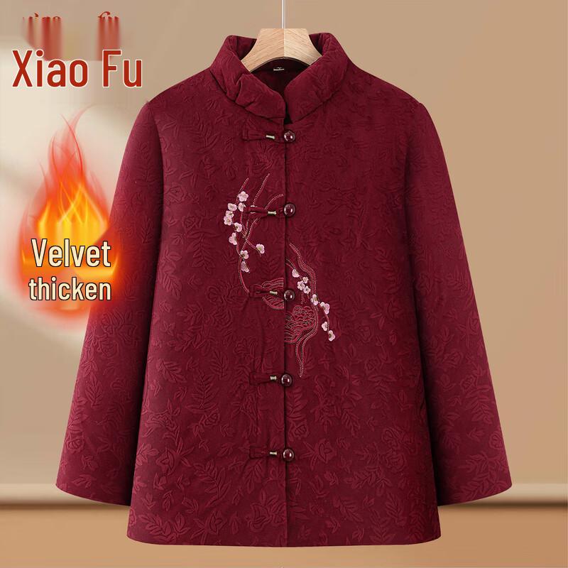 Grandma's Velvet-Lined Winter Padded Jacket (Tang Suit Style)