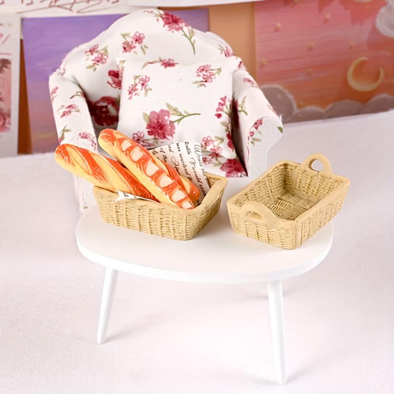 Mini Bread basket decoration, resin crafts, house decoration accessories miniature food bread basket, DIY miniature scene art project