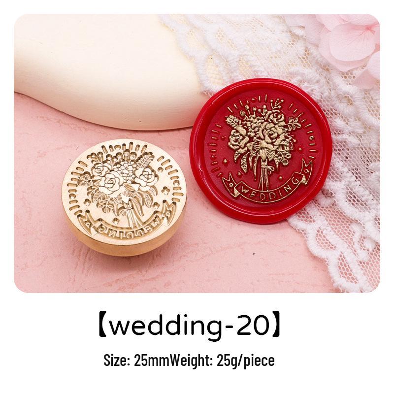 Wedding Series Round Wax Seal Stamp Head - Copper Handmade Letter Sealing
