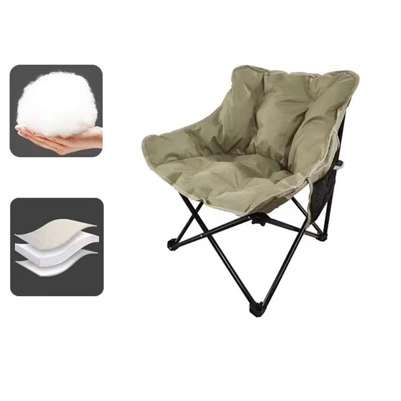 

Moon Cotton Chair Портативный складной стул для улицы, автомобильный стул для кемпинга, утолщенный стул для отдыха из хлопка, обеденный стул для дикой природы хаки