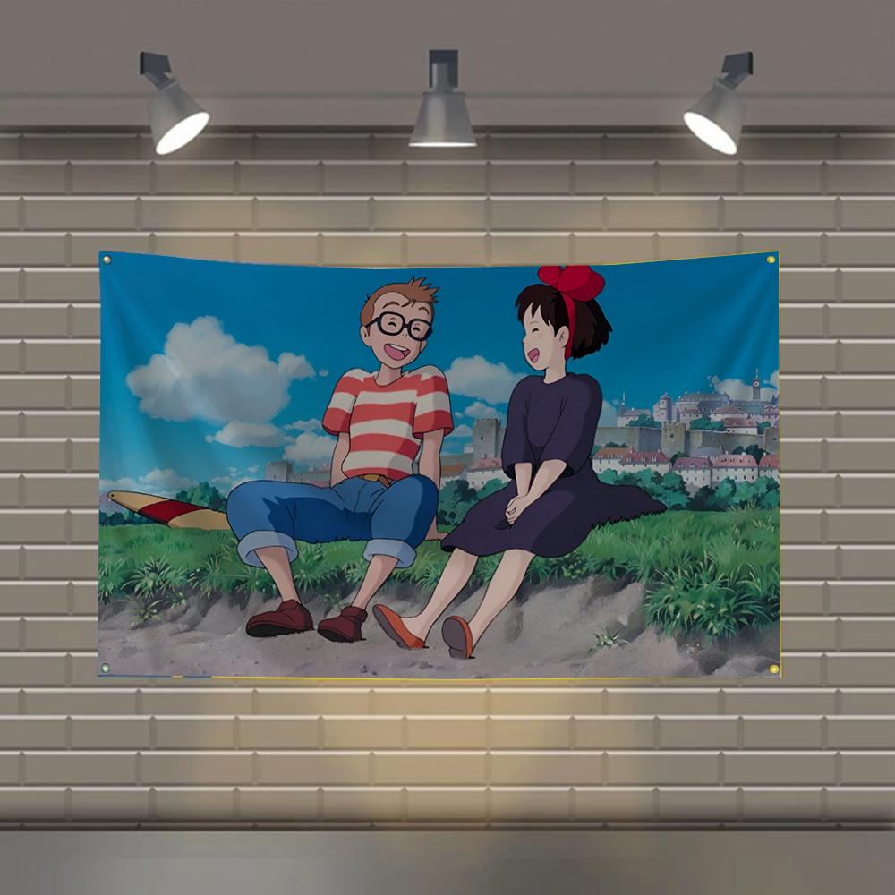 1PC Japanese Anime Heals The Heart Flag Banners Four Hole Flag Polyester Outdoor Decor Room Aesthetic