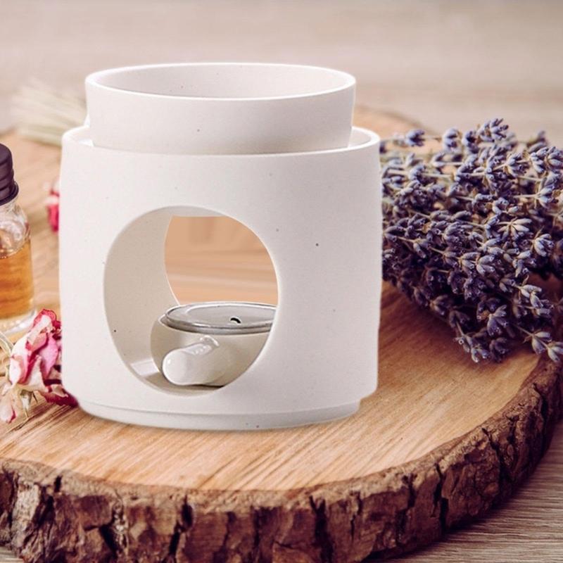 Eleganti Bruciatori di Olio in Ceramica a Forma di Cilindro e Lampada Aromatica con Vaschetta Rimovibile Cucchiaino Portacandela per Oli Essenziali e Sciogli Cere