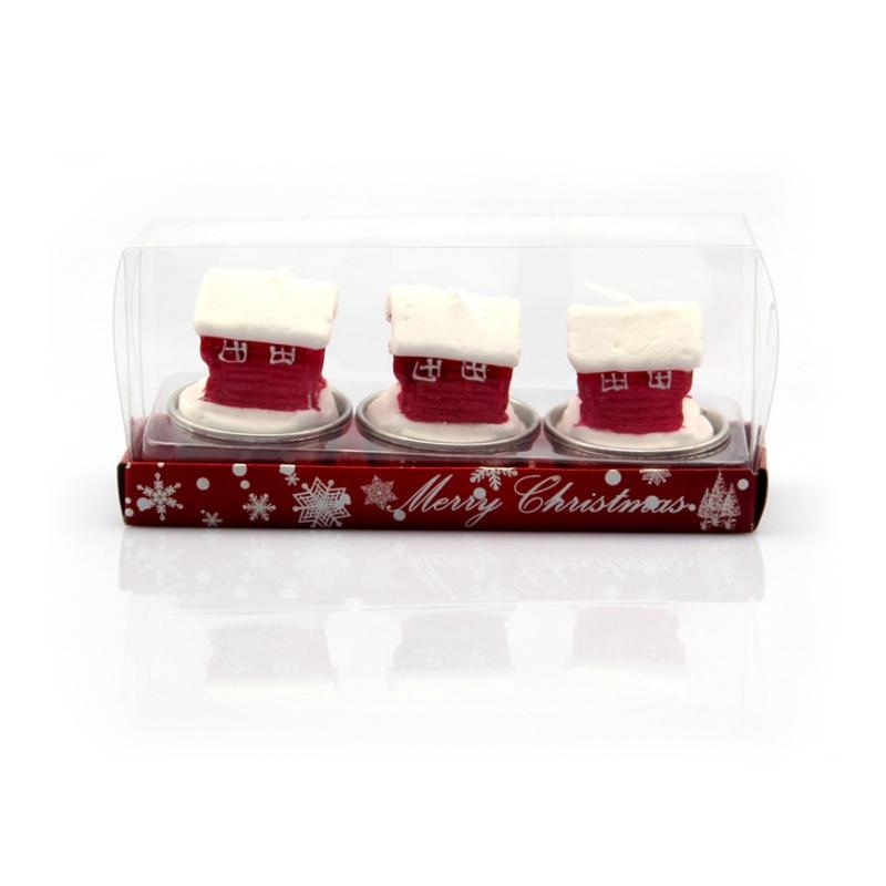 3pcs Christmas Candles Santa House Snowflake Shape Hotel Wedding Birthday Party Home Decor