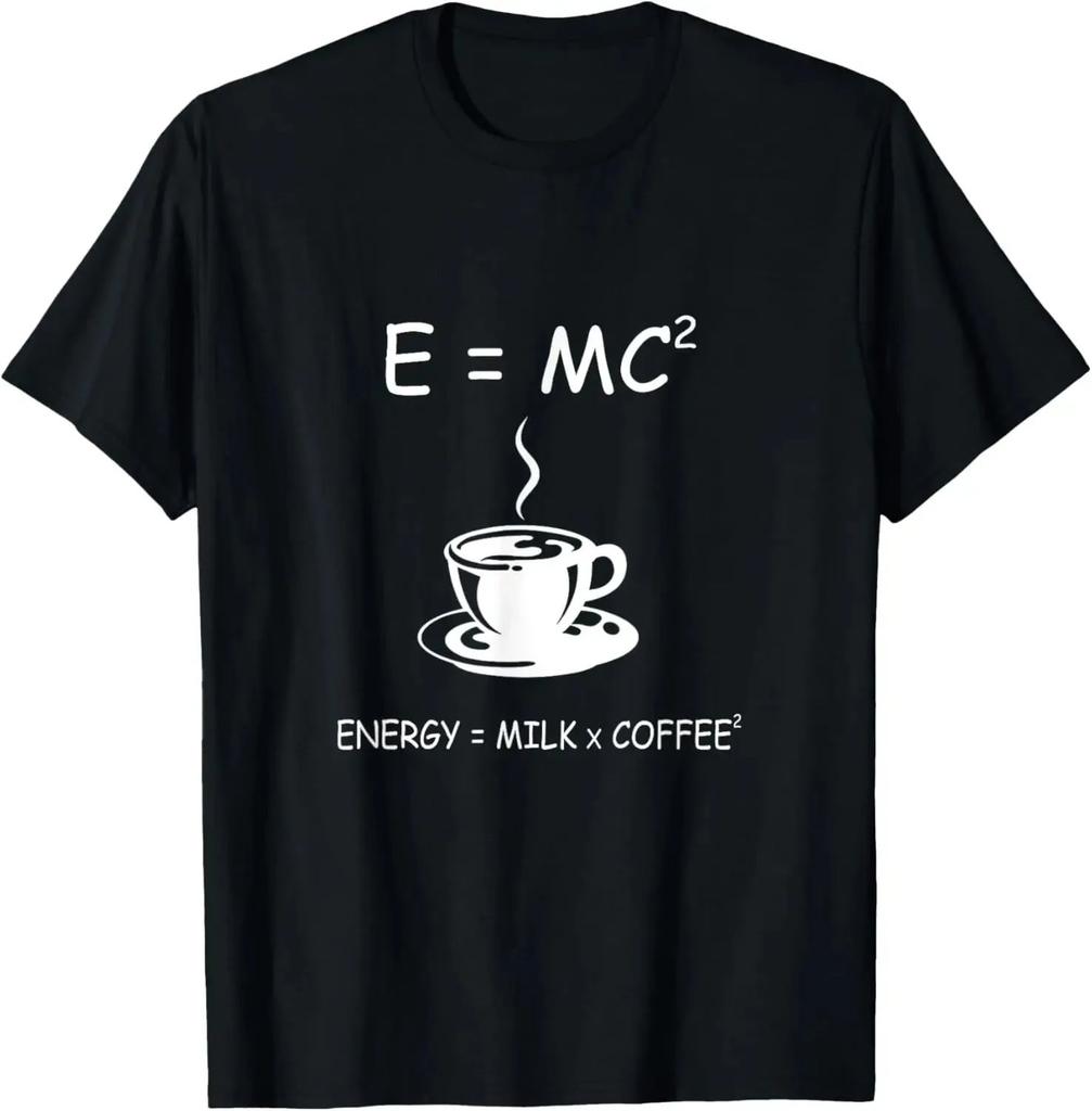 Funny Science Coffee Energy Milk Coffee Tshirt Y2k Top Emc2 Funny Printed Graphic T Shirts Casual Loose Streetwear Unisex