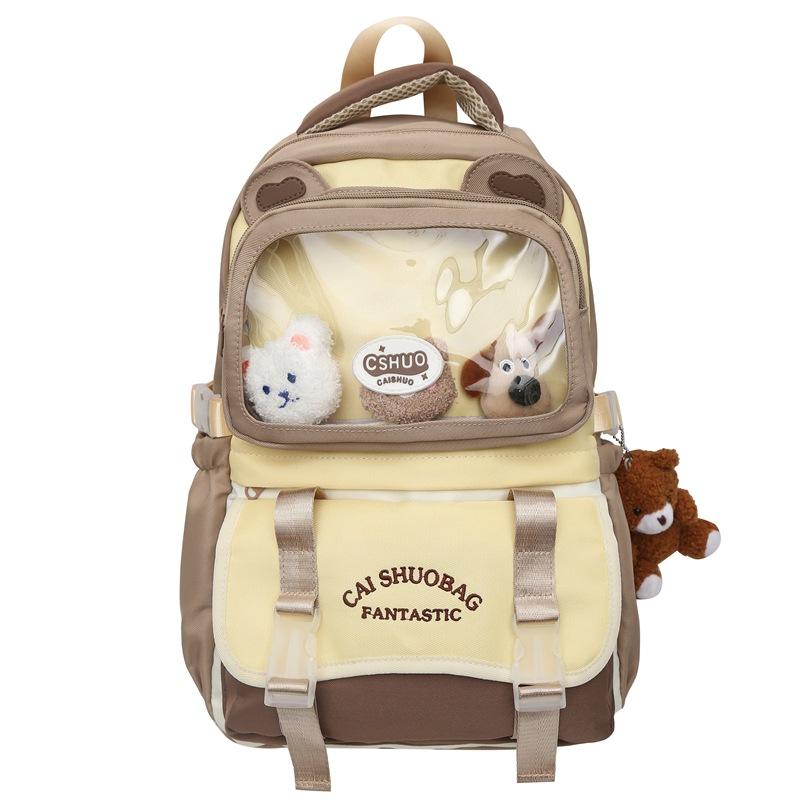 

Милый школьный рюкзак, школьный рюкзак большой вместимости, студенческий рюкзак для средней школы, прозрачная сумка для облегчения боли в плечах, рюкзак высокой ценности without pendants and accessories doll