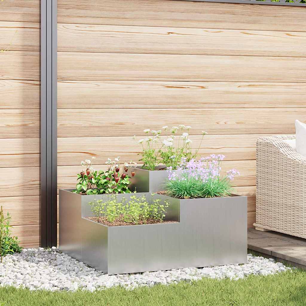 Garden Planter Silver 80 X 80 X 48 Cm Galvanized Steel