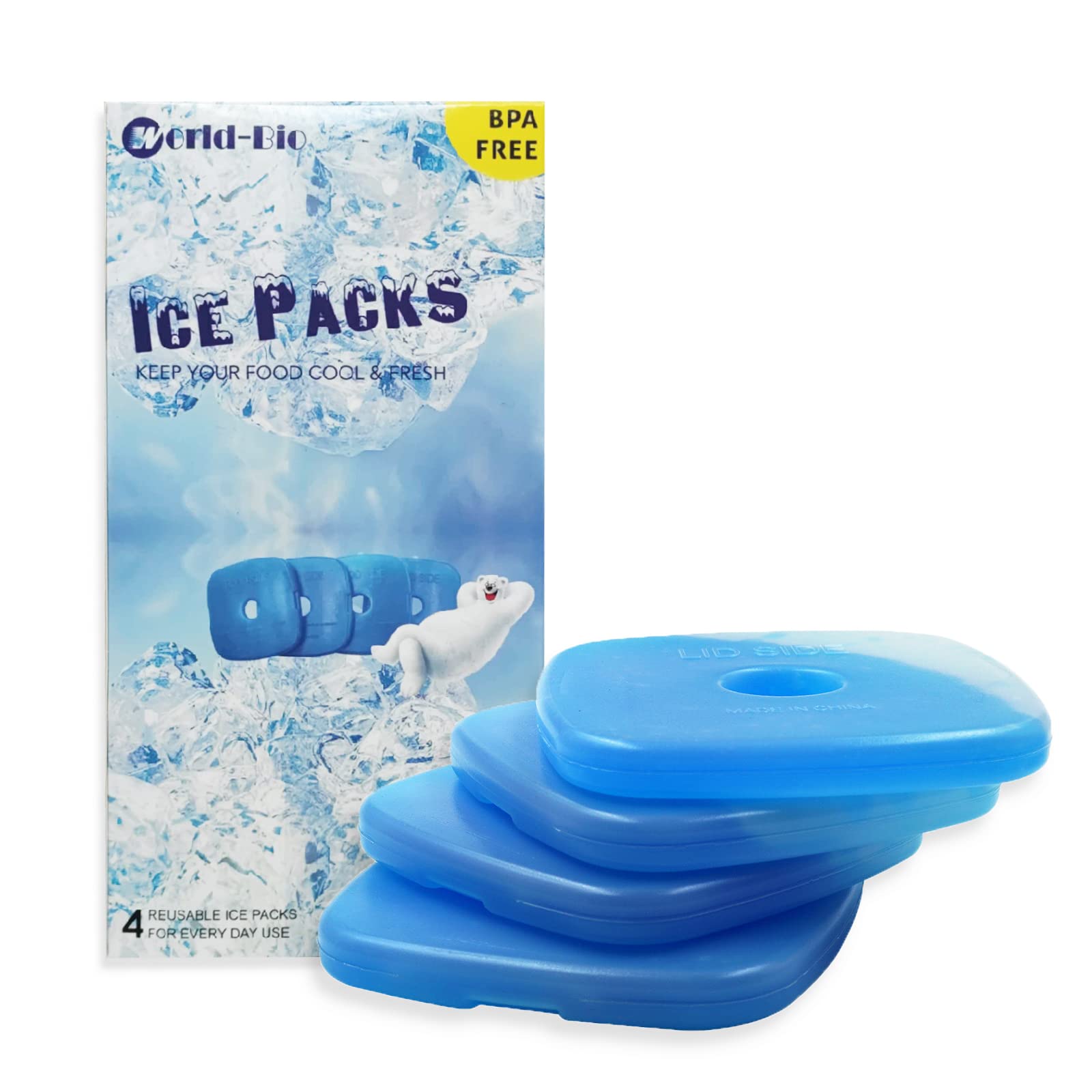

Mini Ice Cooler Ice Lunch Emergency Easy to Pack of 4 WORLD-BIO Packs, Box, Packs, Box, Change, Supplies, Long-lasting, Leak-proof, Carry, Cute, синий