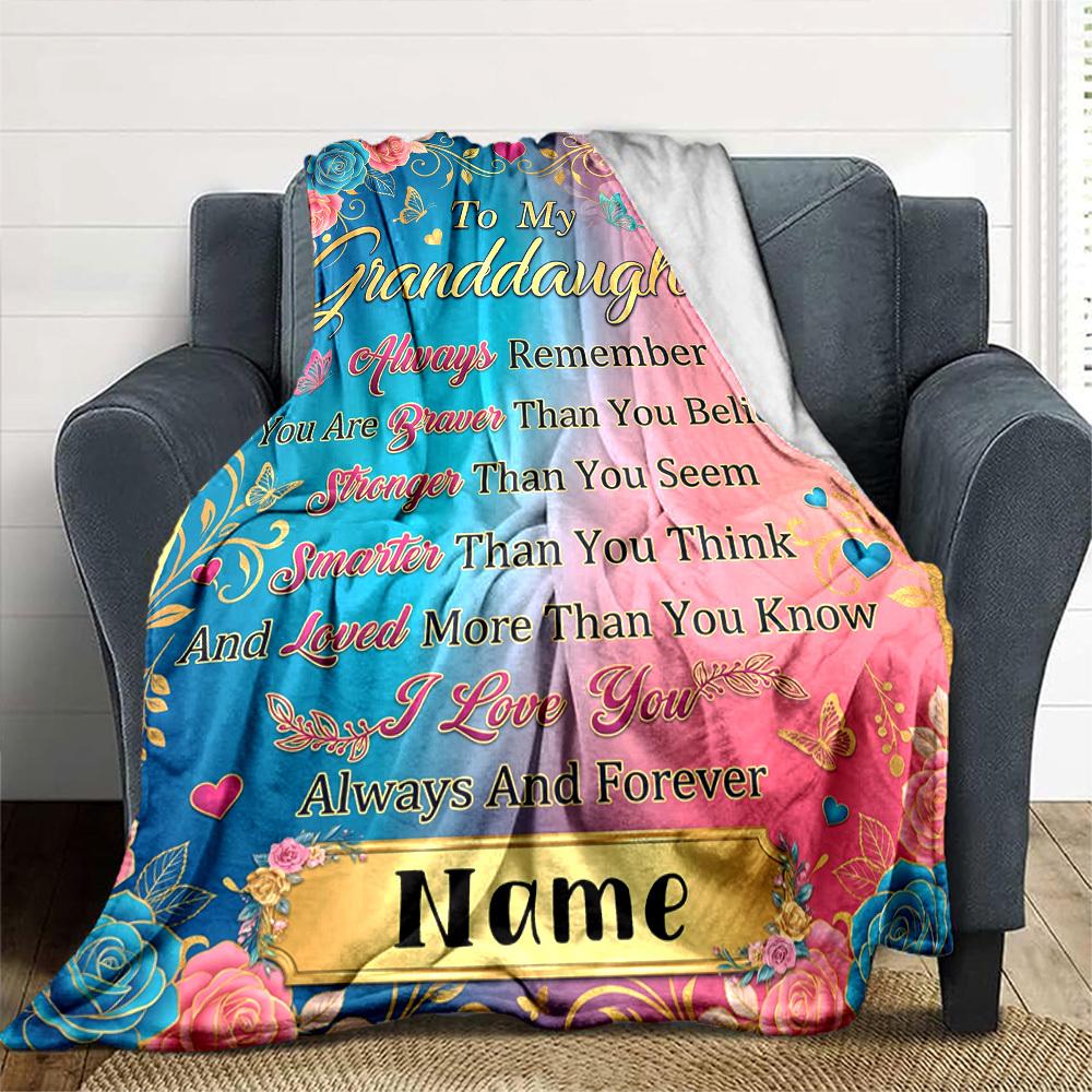 Granddaughter'S Love Hug Blanket Warmthful Decor Great For Sofa Couch Office Bed Picnics Four Seasons Multipurpose Digital Print Birthday Christmas