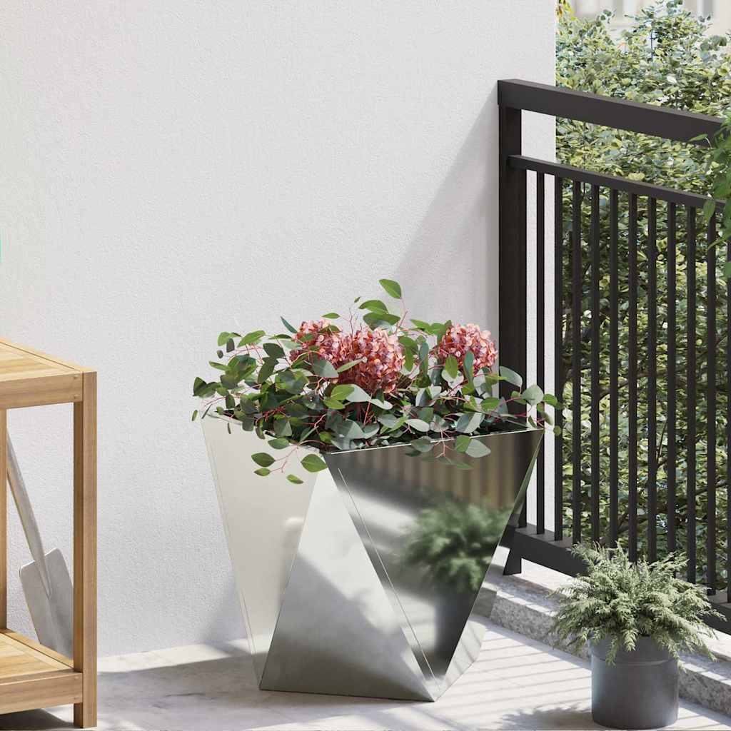 Plant Pot Silver 40 X 40 X 40 Cm Galvanized Steel